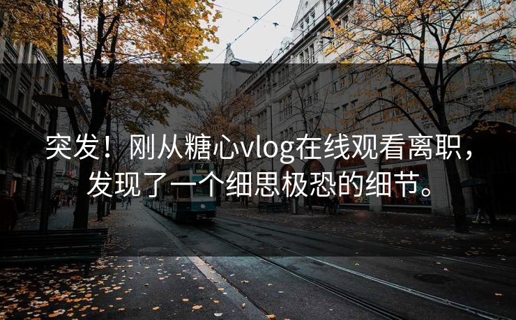 突发！刚从糖心vlog在线观看离职，发现了一个细思极恐的细节。