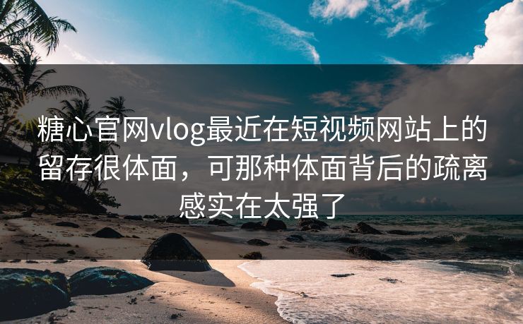 糖心官网vlog最近在短视频网站上的留存很体面，可那种体面背后的疏离感实在太强了