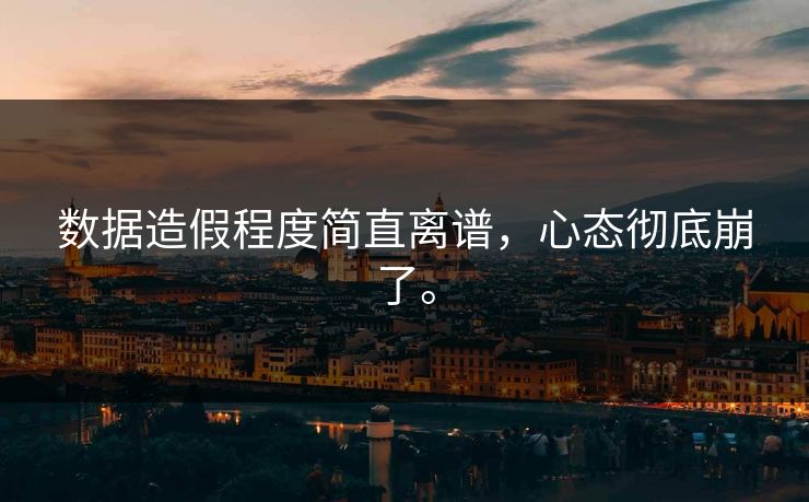 数据造假程度简直离谱，心态彻底崩了。