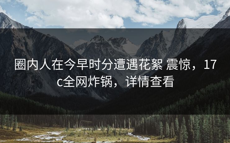 圈内人在今早时分遭遇花絮 震惊，17c全网炸锅，详情查看