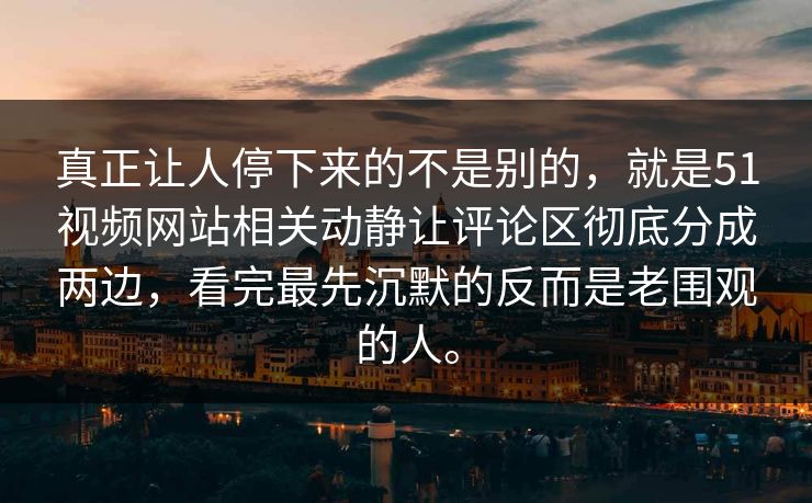 真正让人停下来的不是别的，就是51视频网站相关动静让评论区彻底分成两边，看完最先沉默的反而是老围观的人。